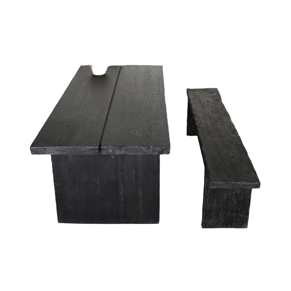 Elegant Black Rustic Dining Bench Crafted From Reclaimed Wood
