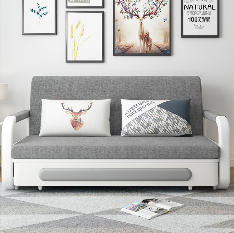 Sofa Cum Bed Living Room Furniture Modern Multi-Function Sofa Gray Fabric Storage Folding Sofa Bed