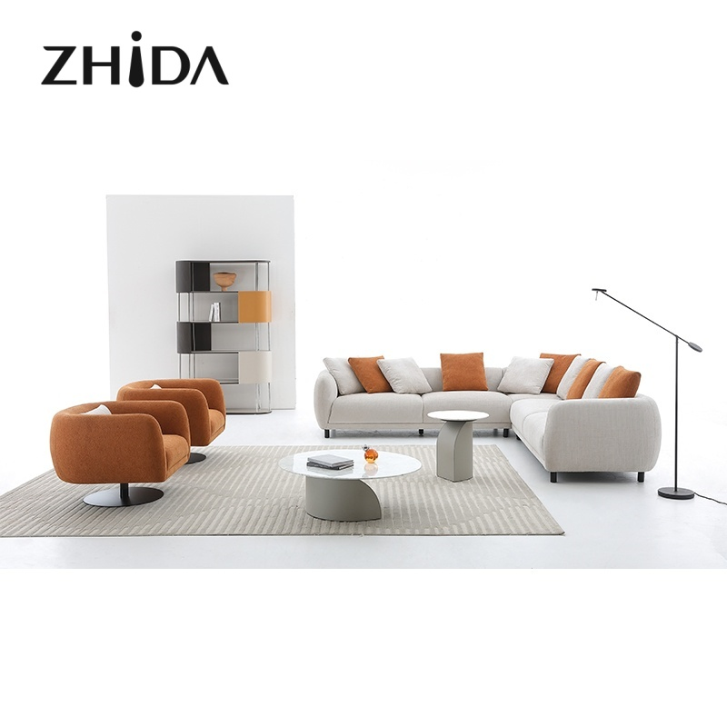 Italian Design Fabric Beige Modular Sofa Luxury Living Room Furniture Villa Sofas