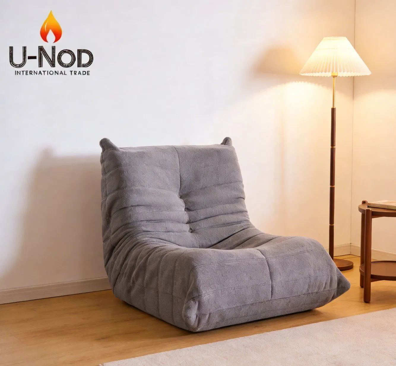 2026 Italian Modern Furniture Fabric Fully Sponge Single Tofu Block Vacuum Packaging Compression Caterpillar Lazy Sofa for Home/Hotel/Living Room/Single