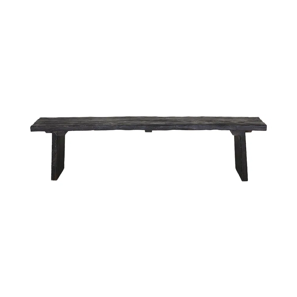 Elegant Black Rustic Dining Bench Crafted From Reclaimed Wood