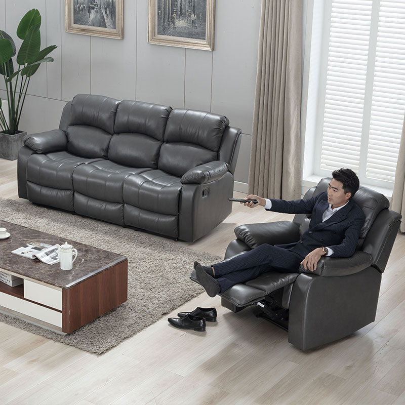 Luxury Recliner Sofa with Electric in Genuine Leather, Fabric, PU, Bond