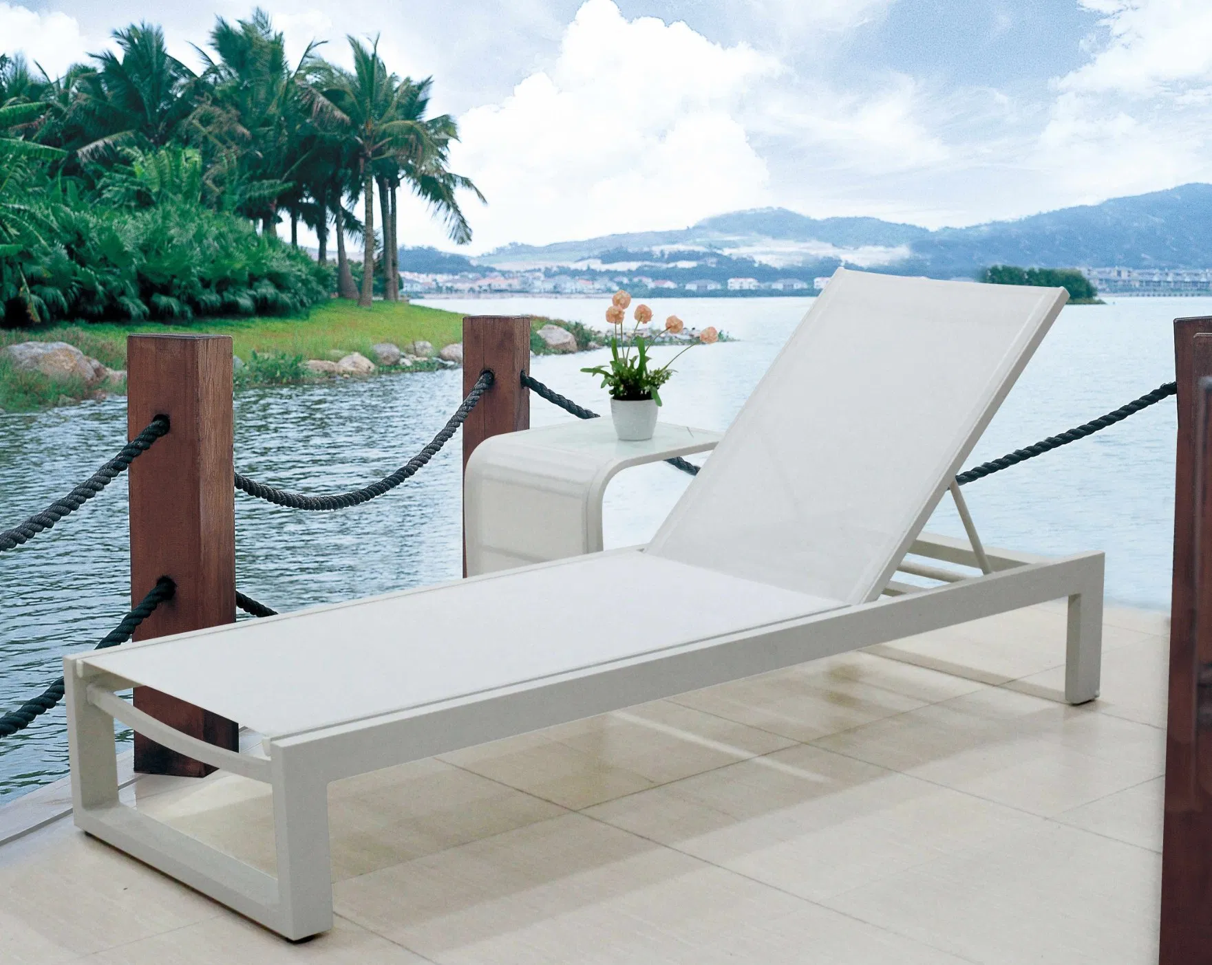 Chaise longue Darwin Foshan en aluminium pour extérieur, transat de piscine en gros, mobilier de plage