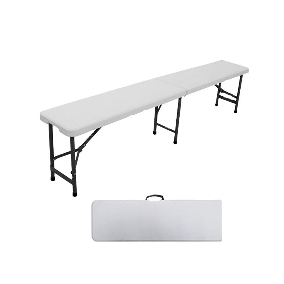 6FT White Plastic Portable Folding Bench for Outdoor Dining for Garden Picnic Camping