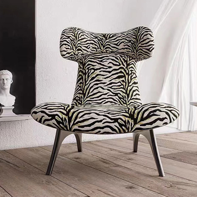 Modern Nordic Wholesales Living Room Hotel Modern Lounge Ashion High Back Accent Zebra Print Lounge Leisure Wingback Chair