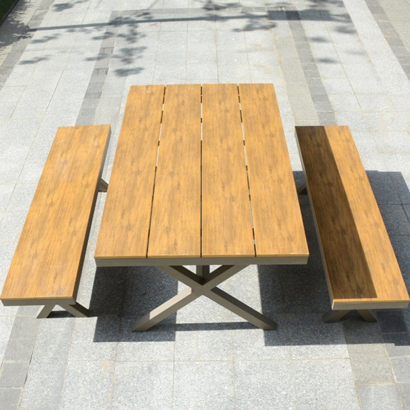 Park Dining Furniture Steel X Legs Benches Chair with Table Heavy Duty Beer Table