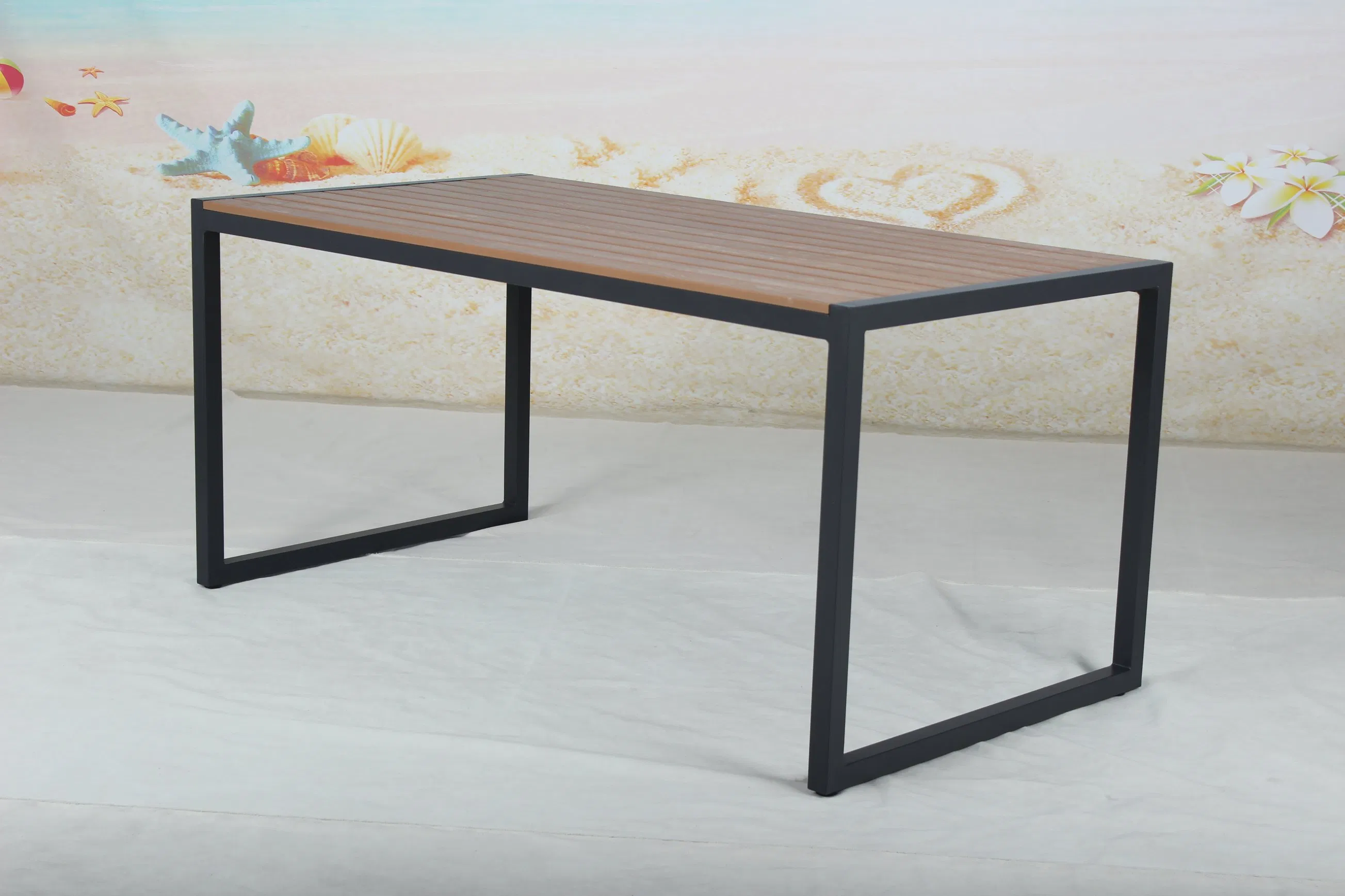 Aluminum Frame Plastic Wood Outdoor Dining Table Furniture Set Garden Bench