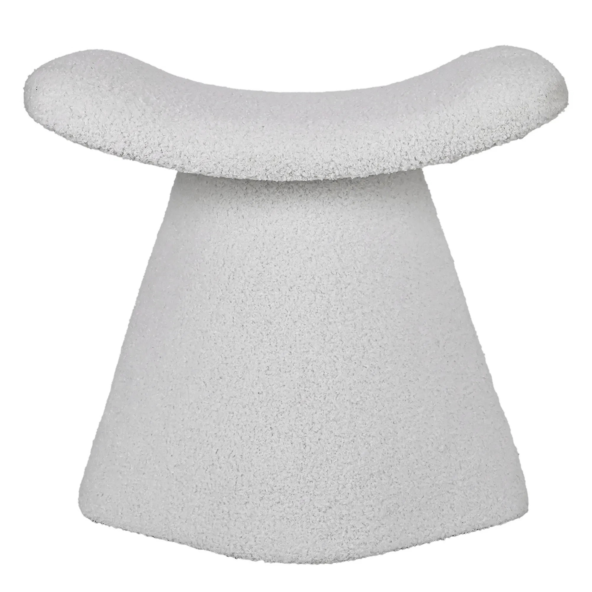 White Ottoman Poufs for Living Room, Sherpa Ottoman Stool, Cute Teddy Foot Rest, White Makeup Vanity Stool