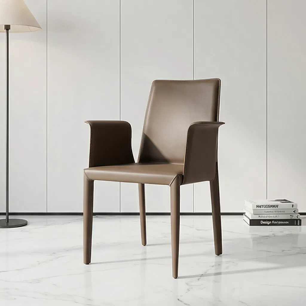 Vintage Style Saddle Leather Wingback Chair with High Back for Living Room or Library