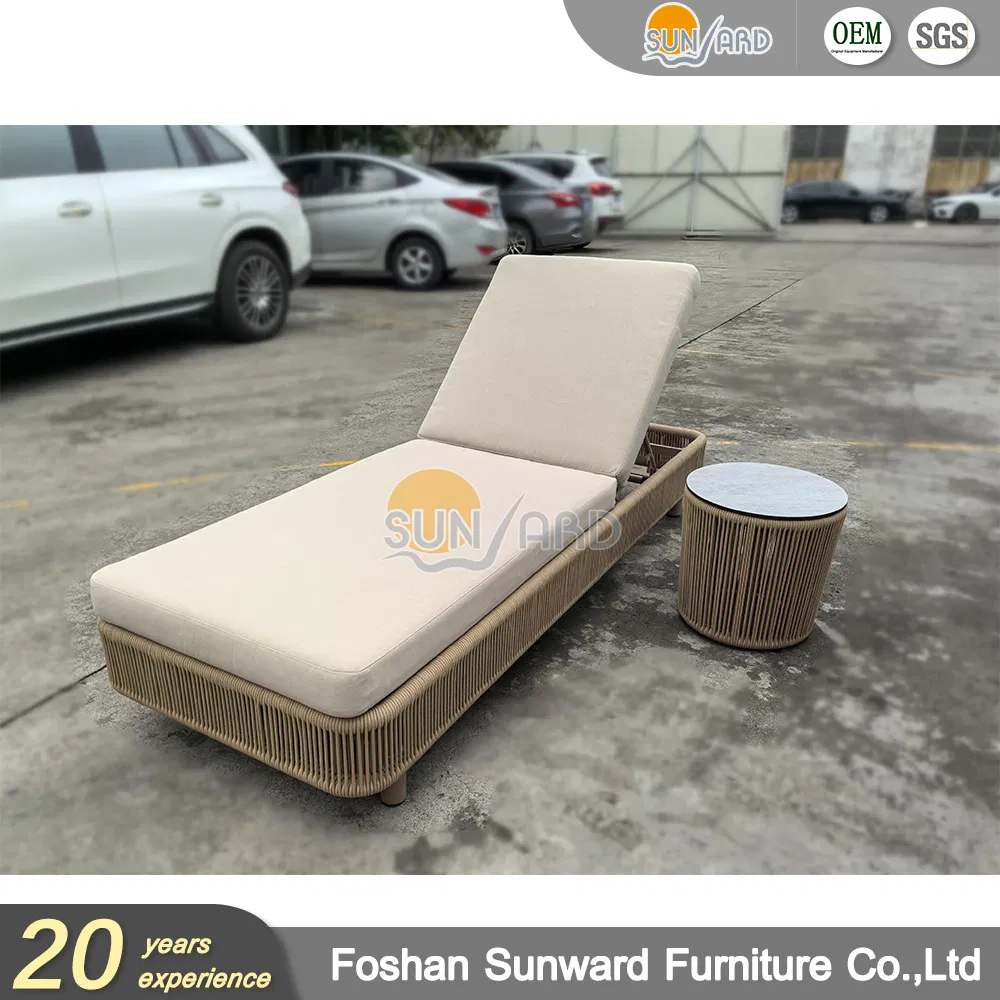 Customizable Beach Sunbed Garden Hotel Furniture Resort Villa Project Outdoor Modern Leisure Sofa Bed Polyester Belt Rope Daybed