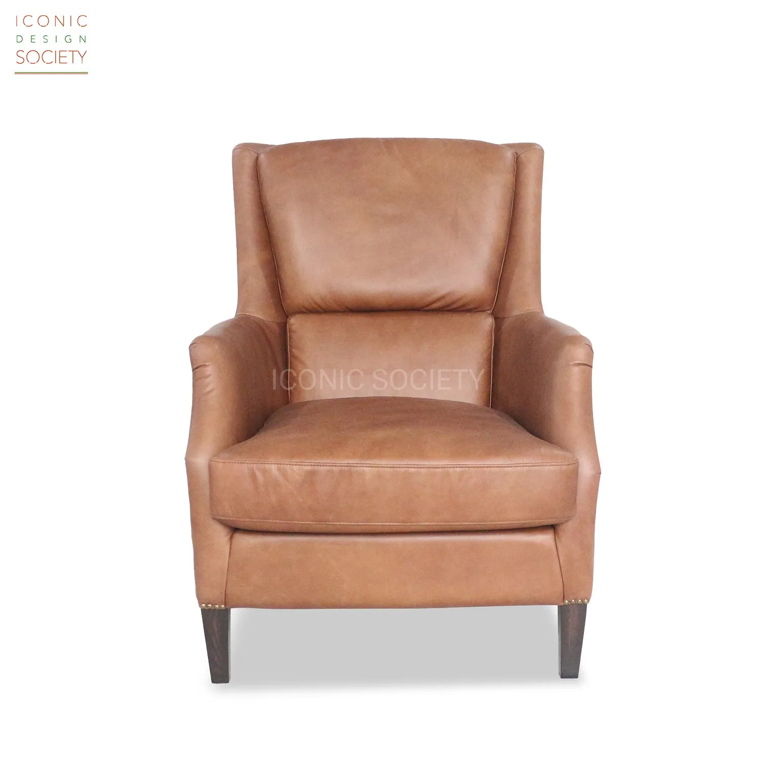 Vintage Living Room Furniture Sitting Room Office Wooden Frame Chair Hotel Wingback Club Chesterfield Accent Genuine Leather Chair