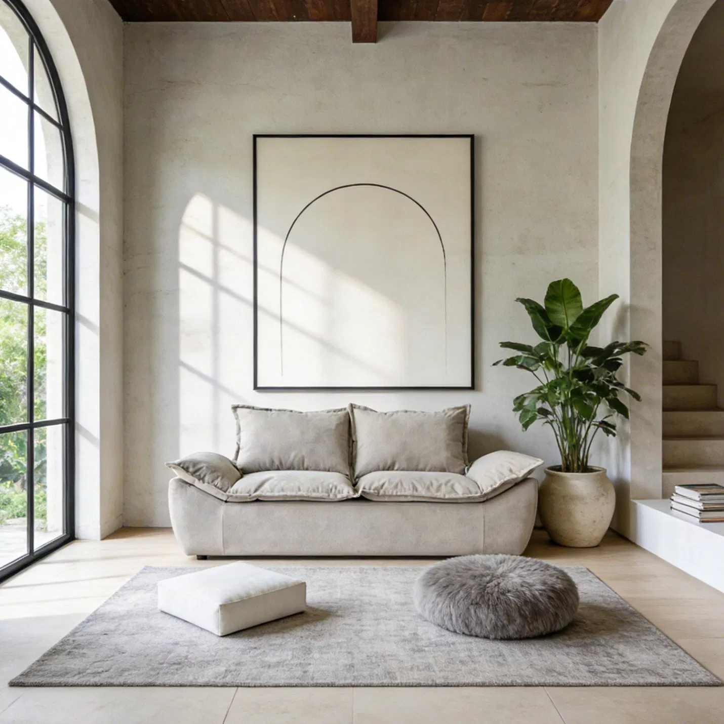 Best Selling Small-Sized Fabric Sofa in a Straight-Line Arrangement