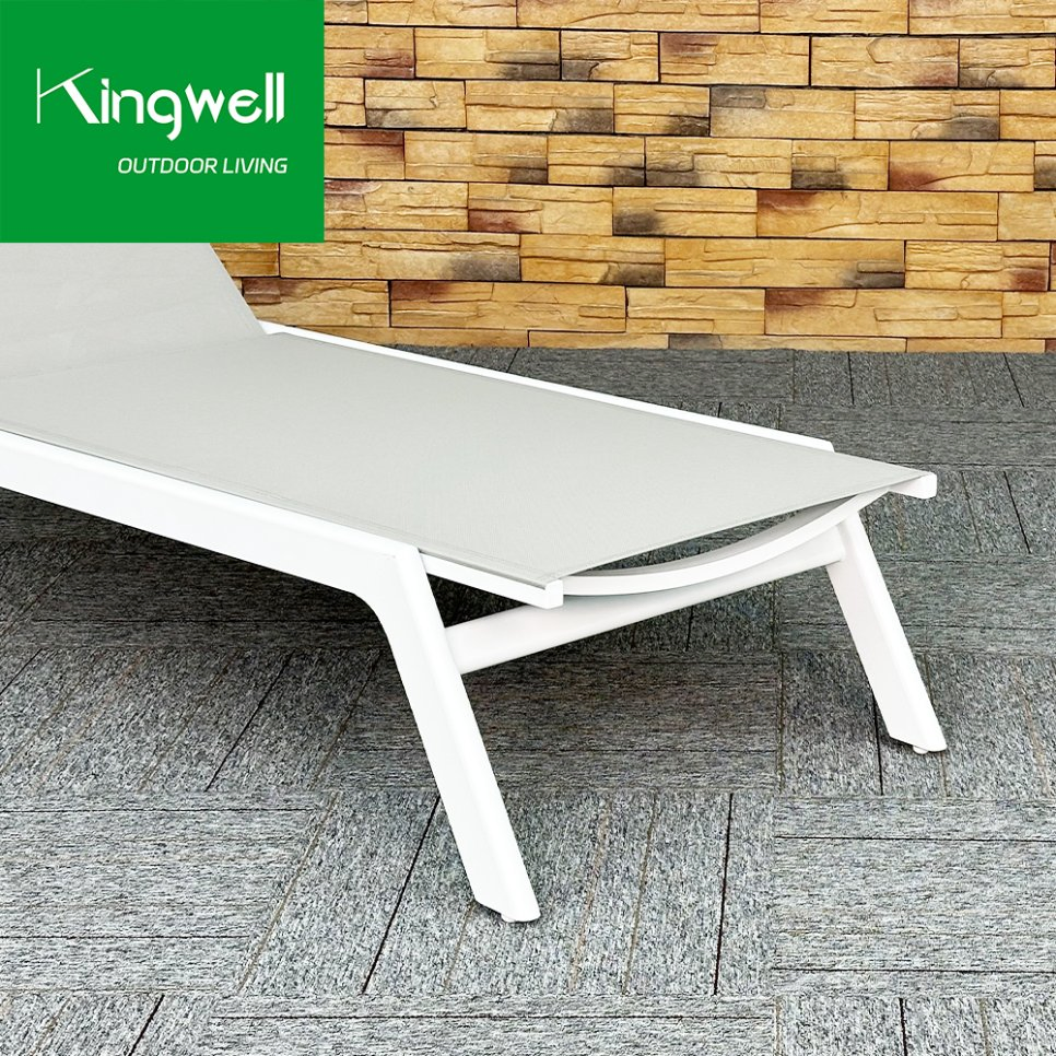Chaise longue en aluminium d'extérieur avec cadre en tissu Textilène imperméable