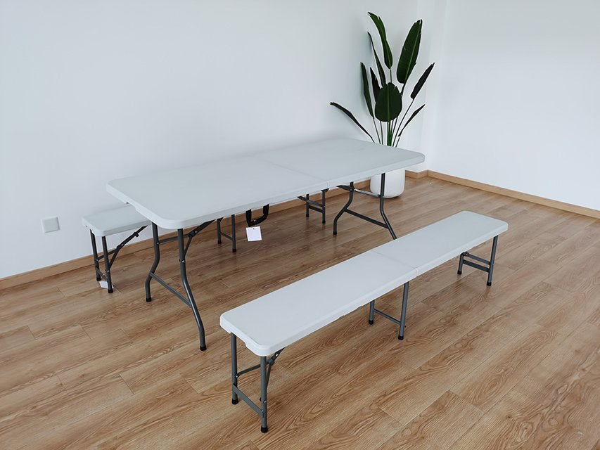 6FT White Plastic Portable Folding Bench for Outdoor Dining for Garden Picnic Camping
