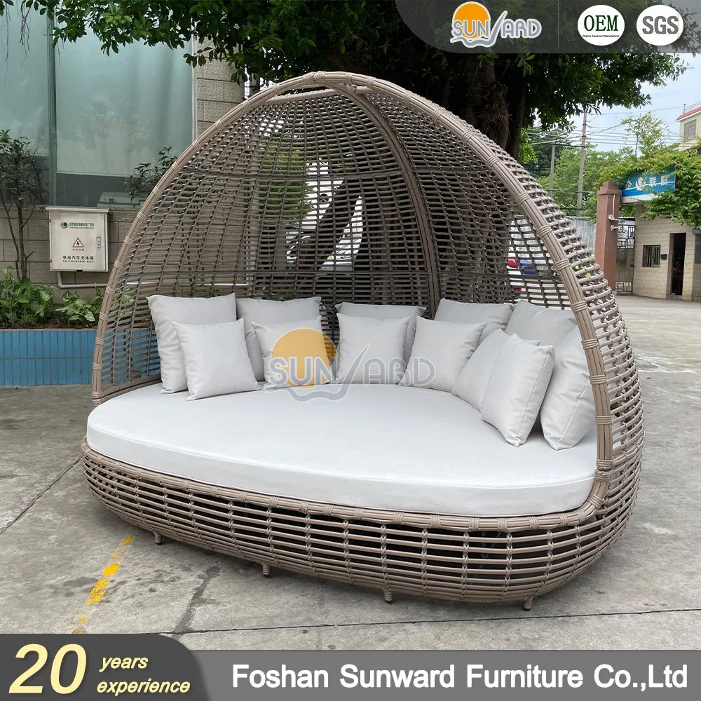 Modern Design Garden Patio Rattan Sunbed Outdoor Leisure Sofa Bed Bird Nest Daybed