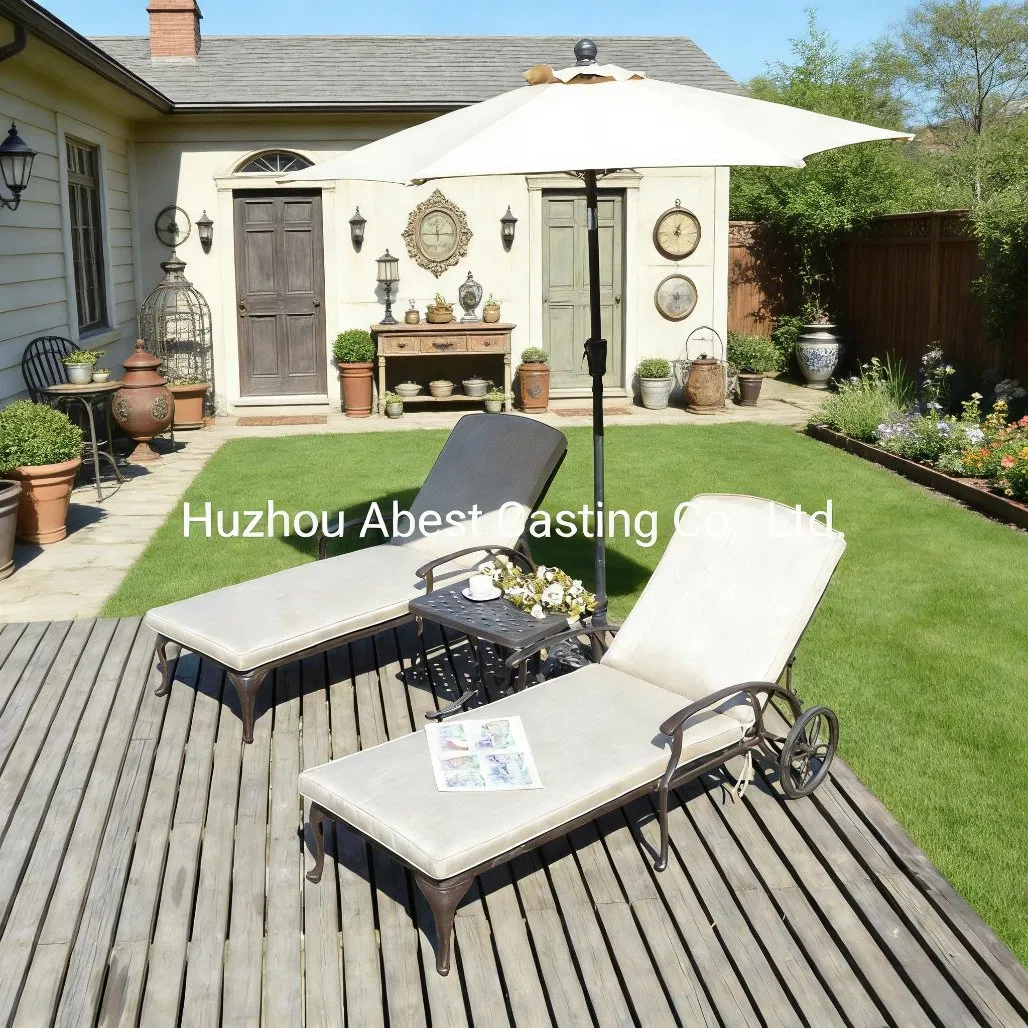 Mobilier de jardin en aluminium coulé, chaise longue d'extérieur