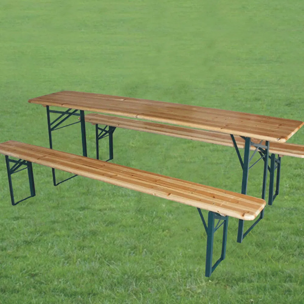 Wood Table and Bench Set View 3