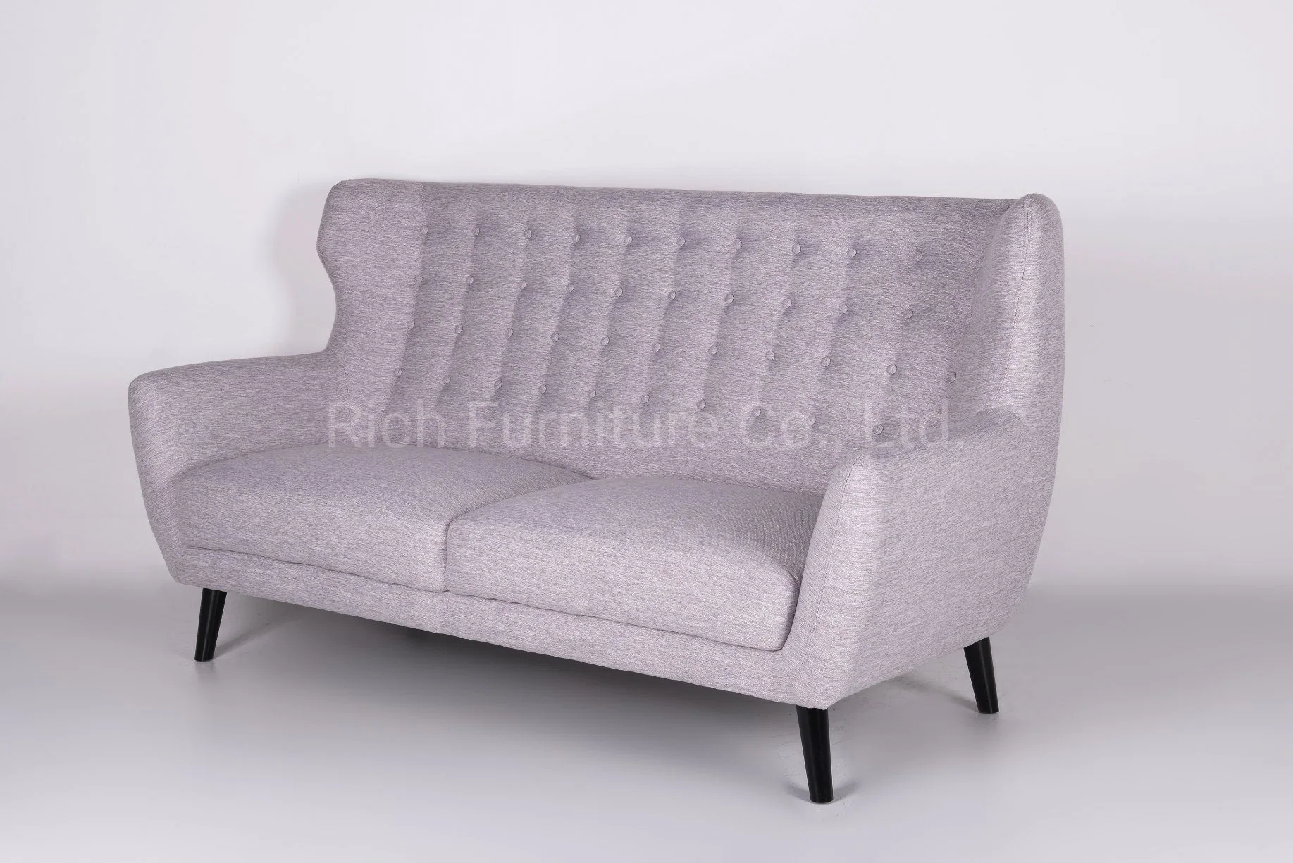 High Back Lounge Couch Grey Fabric Loveseat for Living Room