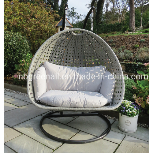 Balançoire œuf suspendue en rotin tressé pour jardin, chaise longue double place extérieure