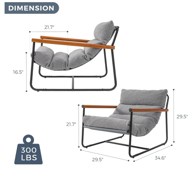 Elegant Velvet Accent Chair with Sturdy Metal Frame for Living Rooms