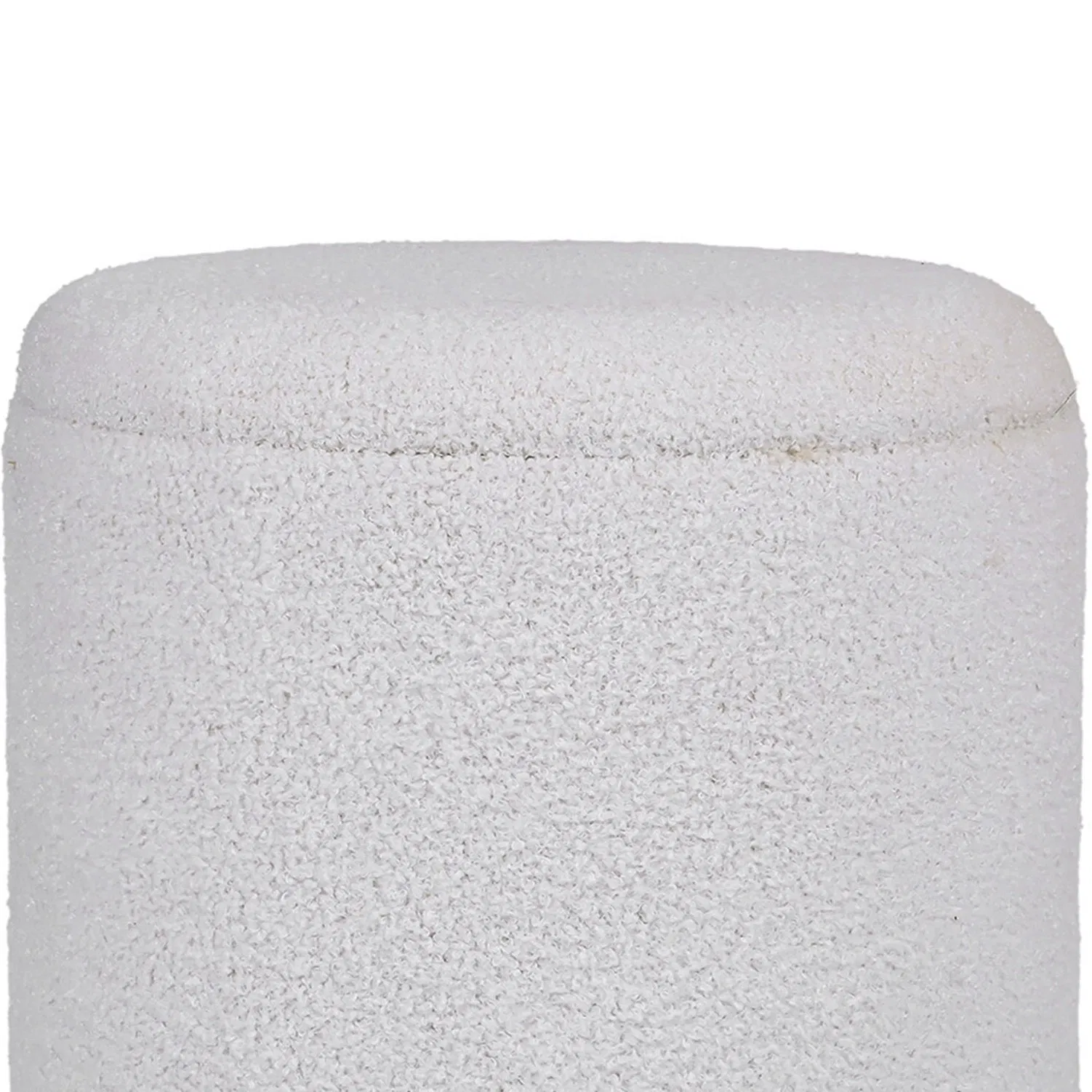 Round Boucle Ottoman White Ottoman Poufs for Living Room, Sherpa Ottoman Stool, Cute Teddy Foot Rest, White Makeup Vanity Stool