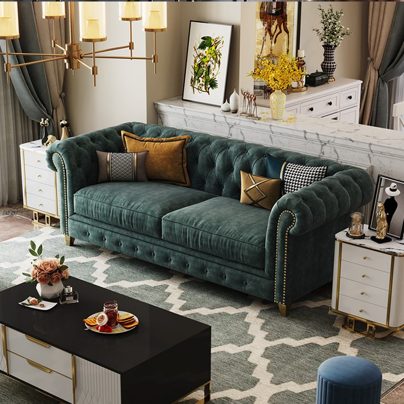 Luxury American Sofa Set Furniture Living Room Sofas Modern Leather Chesterfield Sofa