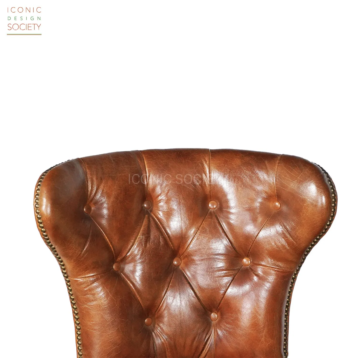 Vintage Hotel Wood Frame Chair Set Retro Kitchen Restaurant Furniture Tufted Wingback Genuine Leather Dining Chairs