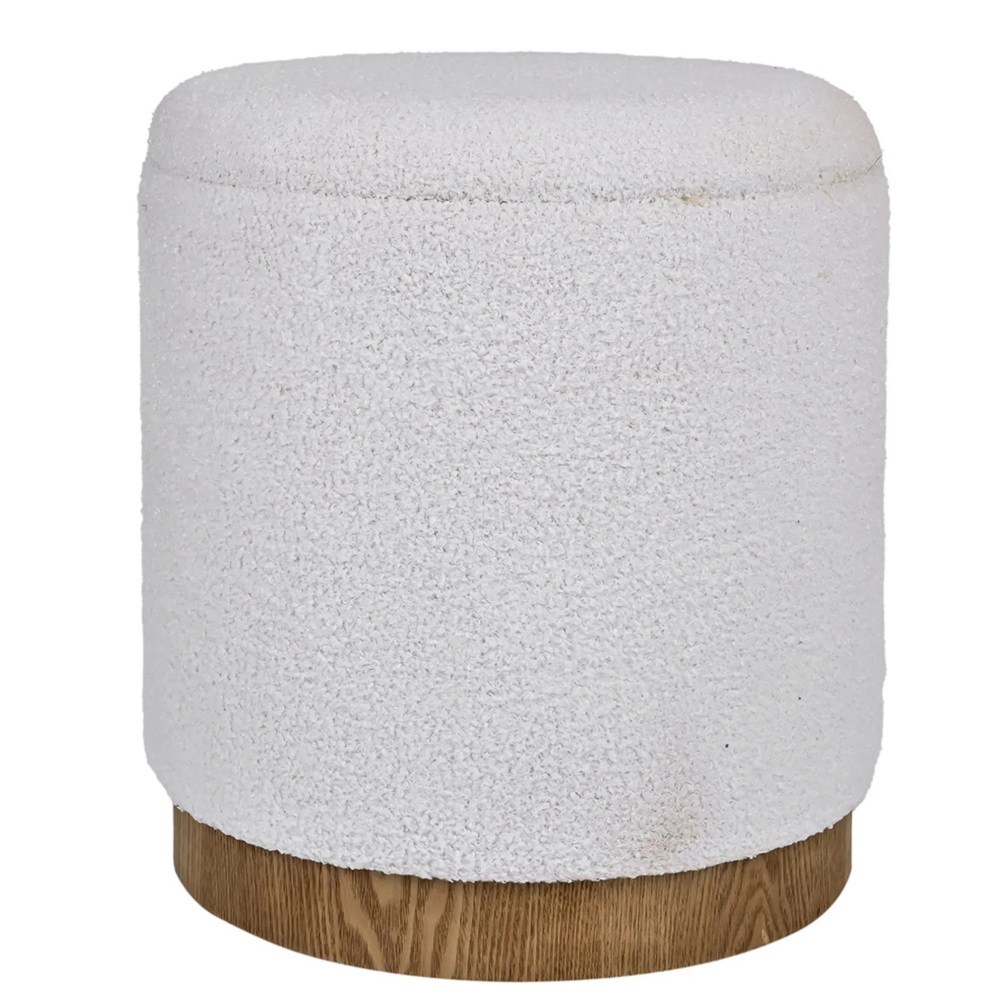 Round Boucle Ottoman White Ottoman Poufs for Living Room, Sherpa Ottoman Stool, Cute Teddy Foot Rest, White Makeup Vanity Stool