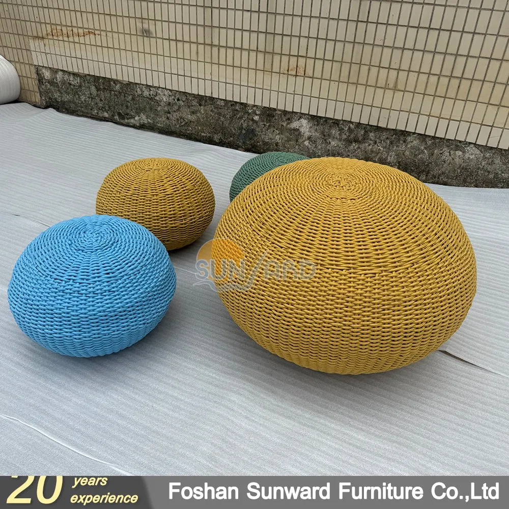 Large &amp; Small Copper Pouf Ottoman Chair Knitted Ottoman Pouf for Outdoor Home