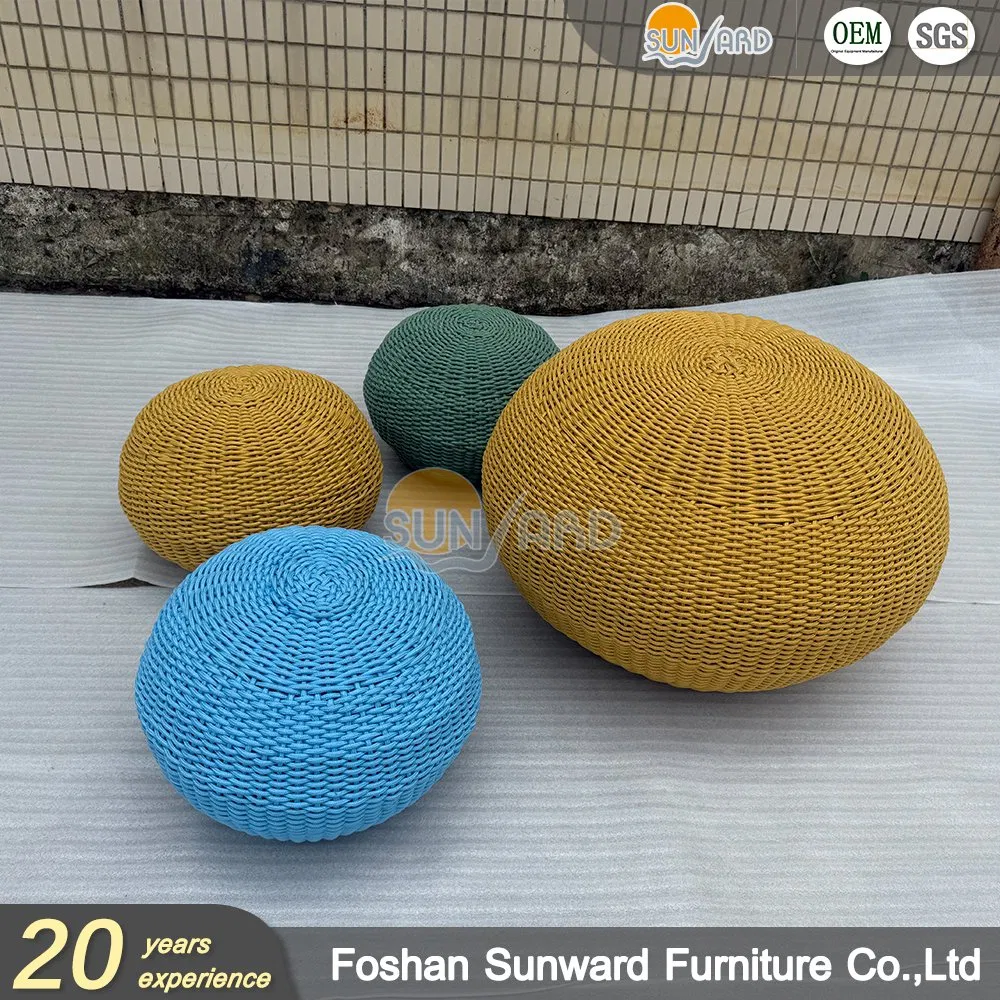 Large &amp; Small Copper Pouf Ottoman Chair Knitted Ottoman Pouf for Outdoor Home