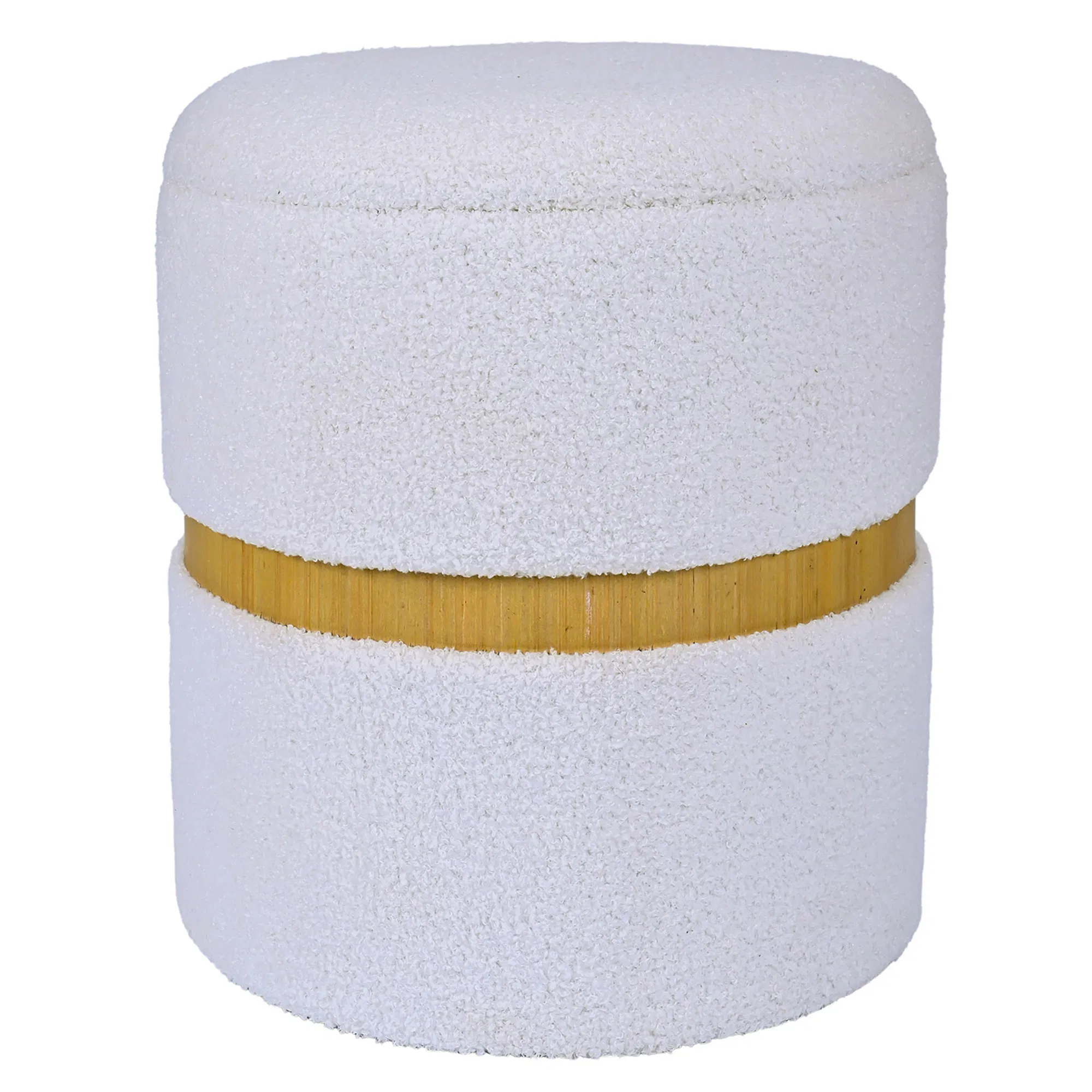 Round Storage Boucle Ottoman White Ottoman Poufs for Living Room, Sherpa Storage Ottoman Stool, Cute Teddy Foot Rest, White Makeup Vanity Stool