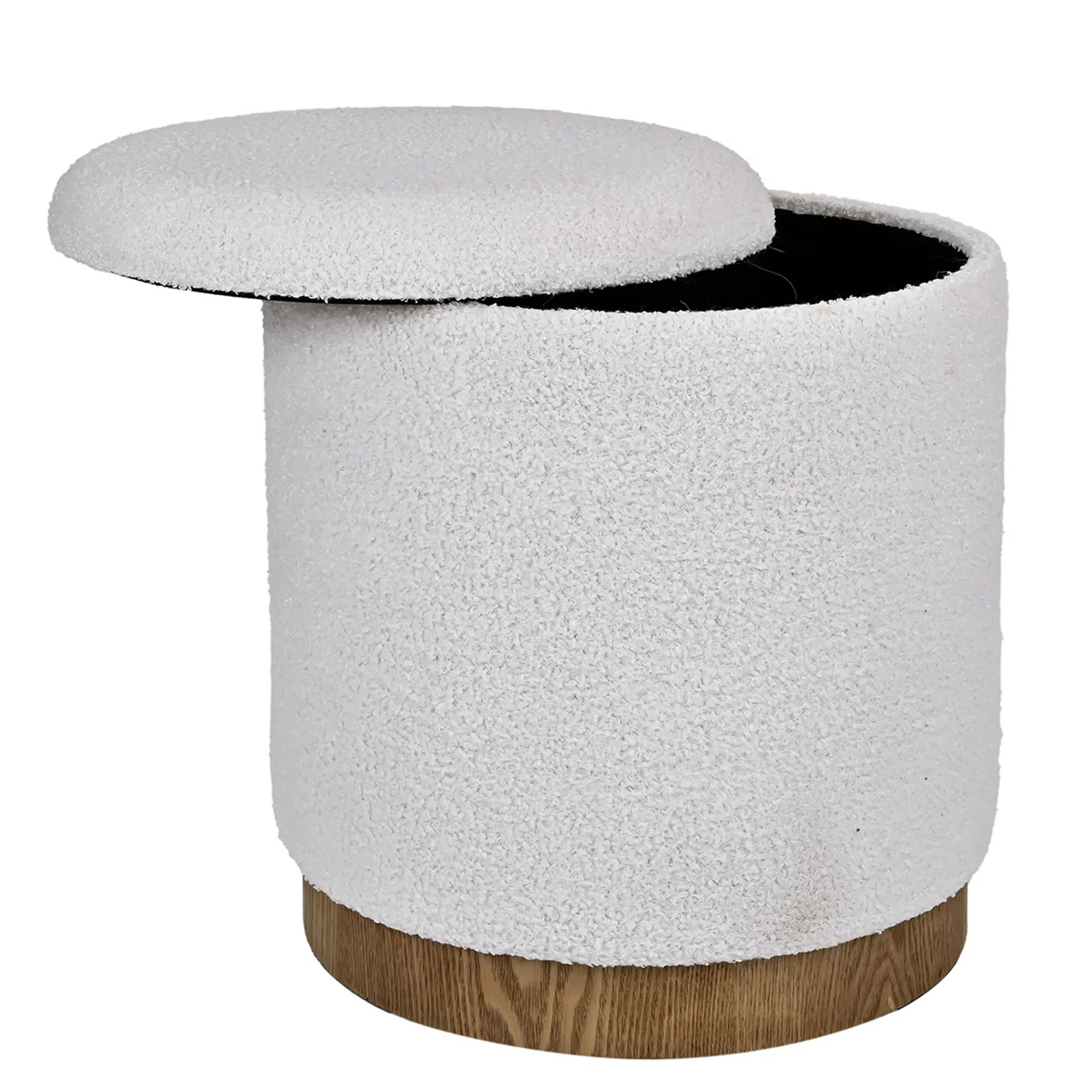 Round Boucle Ottoman White Ottoman Poufs for Living Room, Sherpa Ottoman Stool, Cute Teddy Foot Rest, White Makeup Vanity Stool