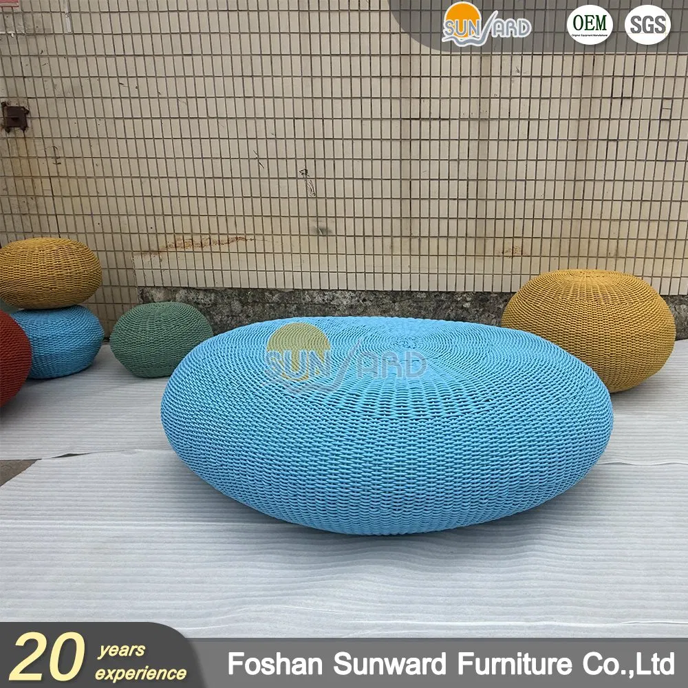 Large &amp; Small Copper Pouf Ottoman Chair Knitted Ottoman Pouf for Outdoor Home