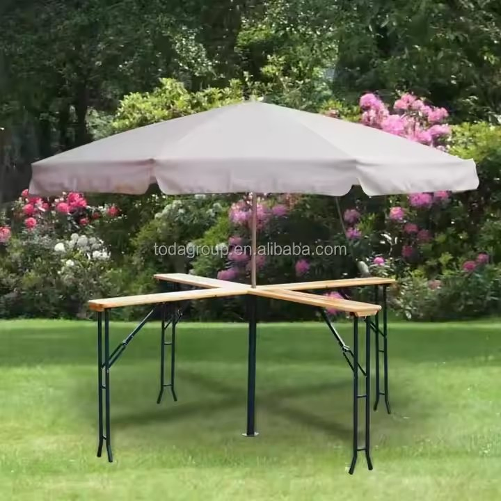 Outdoor Picnic Courtyard Party Dining Folding Brewery Wooden Beer Set Table and Bench for Event