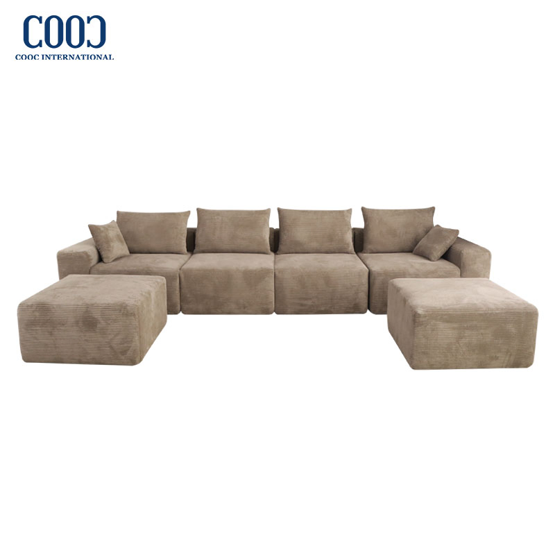 Foshan Wholesale Modern Luxury Foam L Shape Corner Fabric Home Furniture Modular Sectional Compression Sofa for Hotel Living Room Apartment Villa