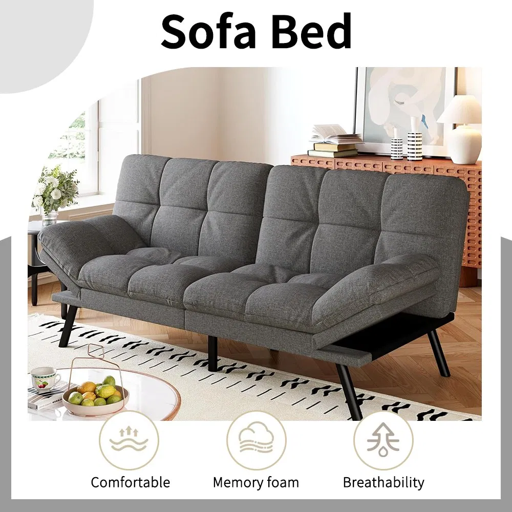 Multi-Functional Upholstered Sofa Bed for Small Families, Folding Design Sofa Cum Bed as Compressed Modern Home Furniture Leather Sofa Set in Living Spaces