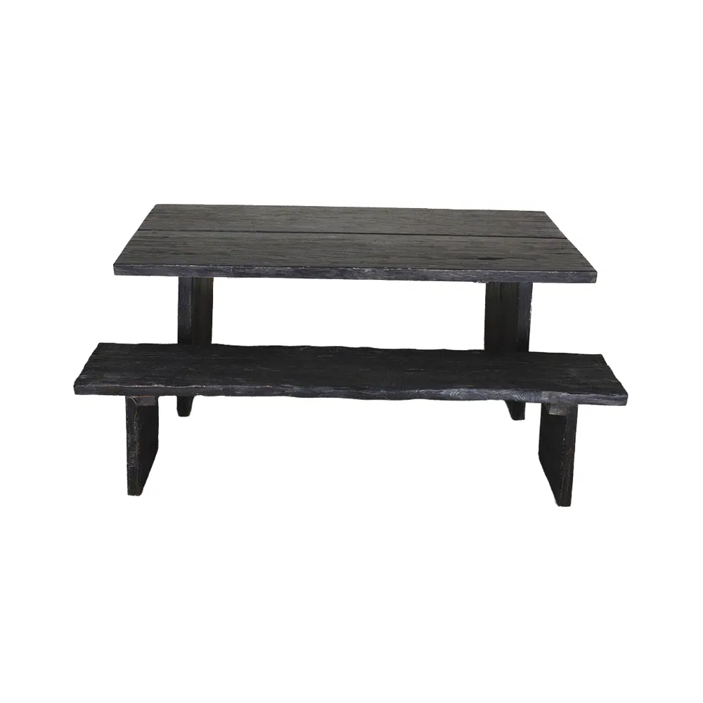 Elegant Black Rustic Dining Bench Crafted From Reclaimed Wood