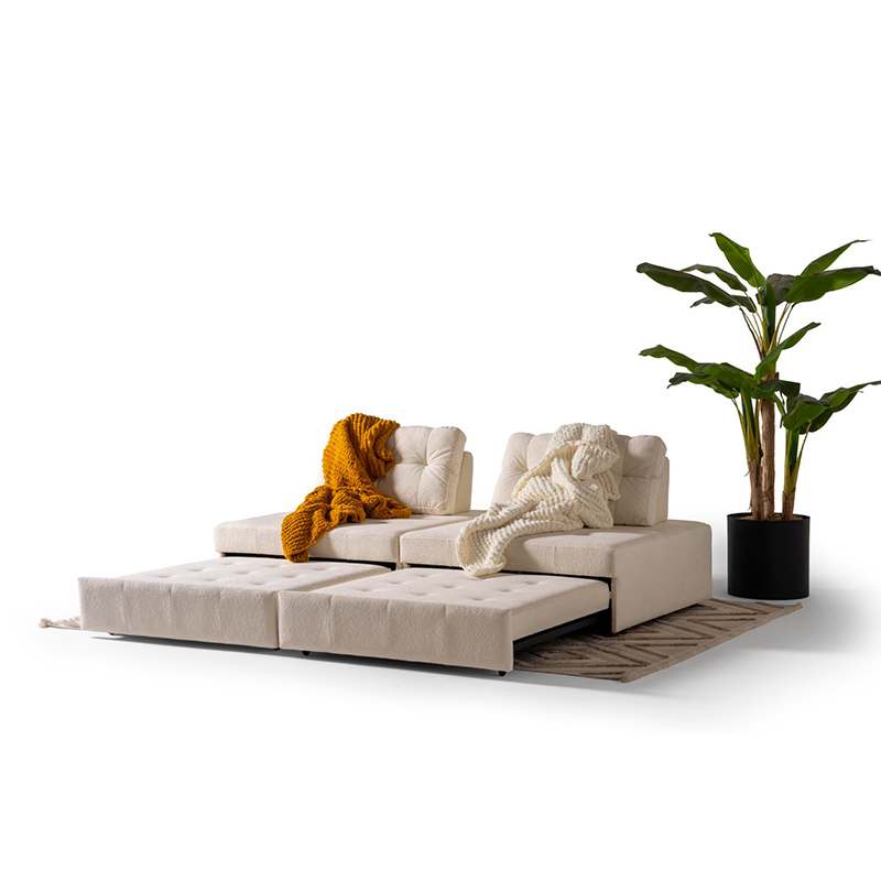 Italian Modern Luxury Apartment Living Room Sectional Square Convertible Fabric Double Sofa Bed