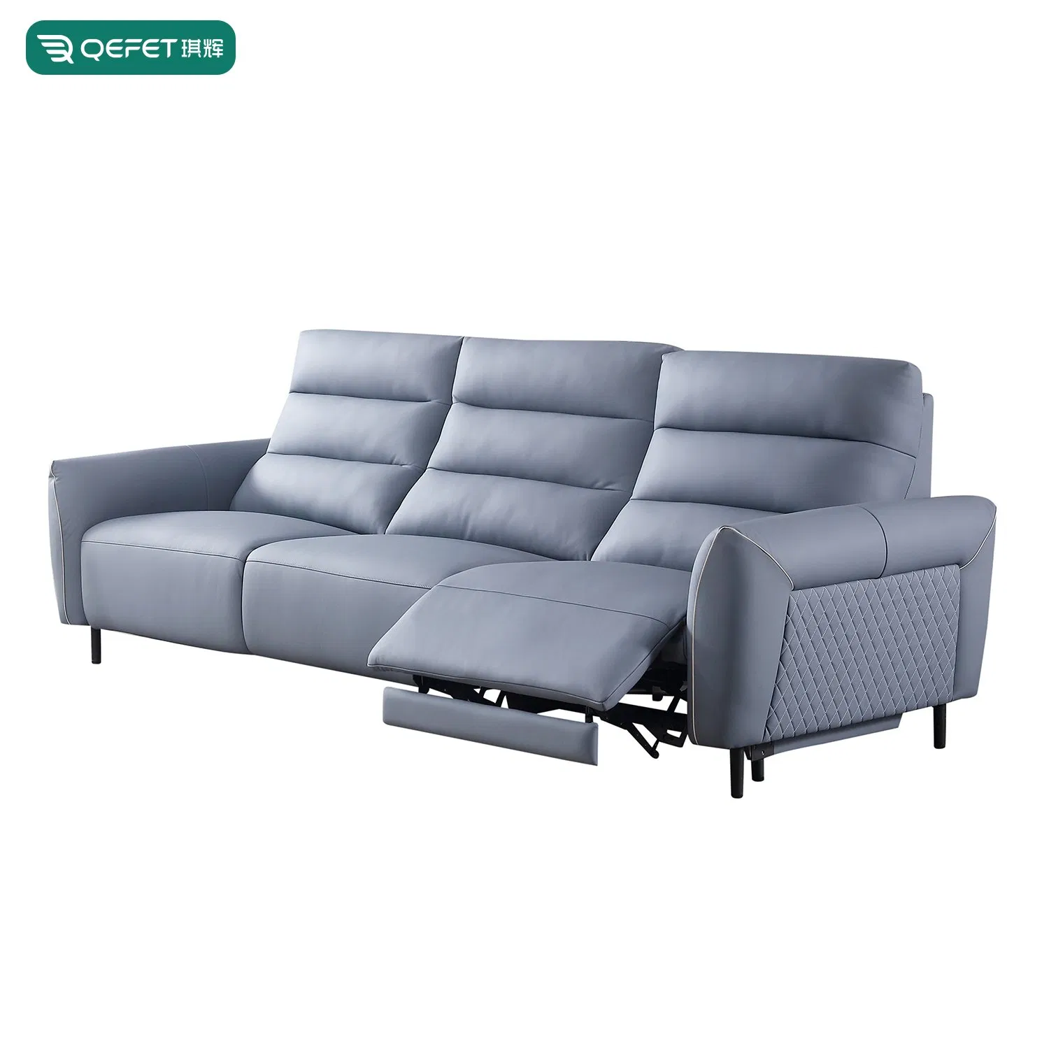Modern Blue Leather Electric Recliner Sofa for Stylish Living Rooms