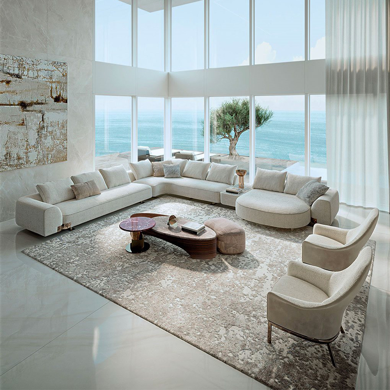 Luxury Curved Sectional Corner Sofa Modern Fabric Durable Comfort Urban Living Room