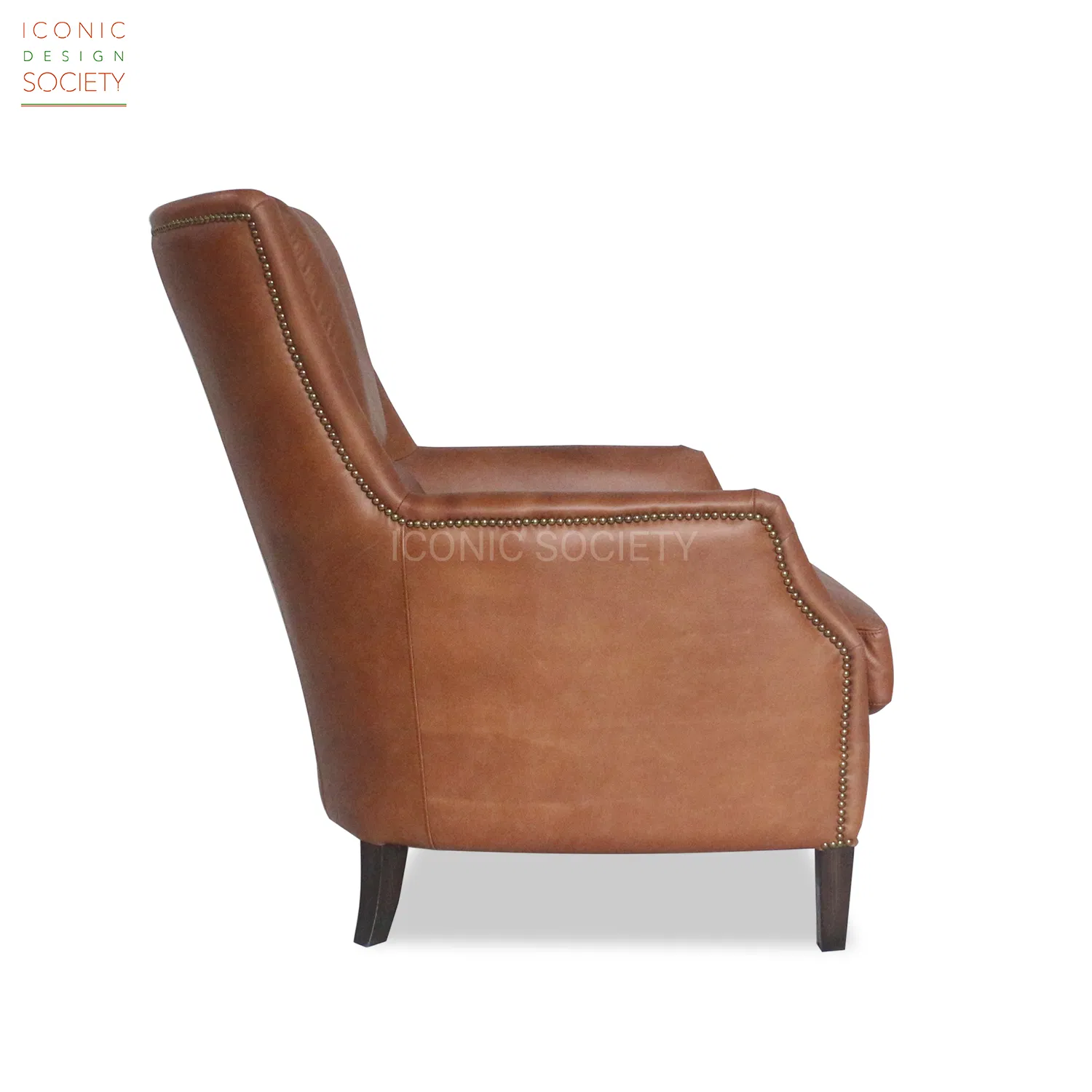 Vintage Living Room Furniture Sitting Room Office Wooden Frame Chair Hotel Wingback Club Chesterfield Accent Genuine Leather Chair