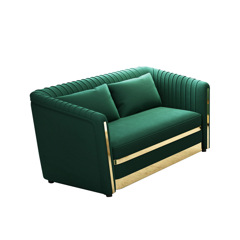 Luxury Modern Metal Green Velvet Sectional Set Living Room Fabric Sofa for Home Furniture Design