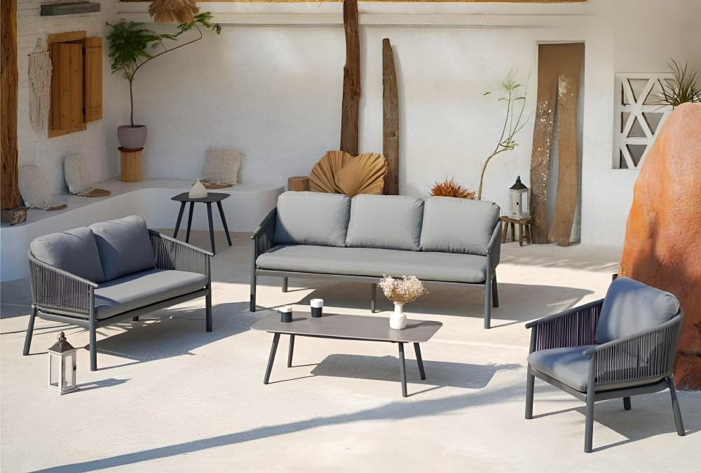 2-Seater Green Woven Rope Loveseat