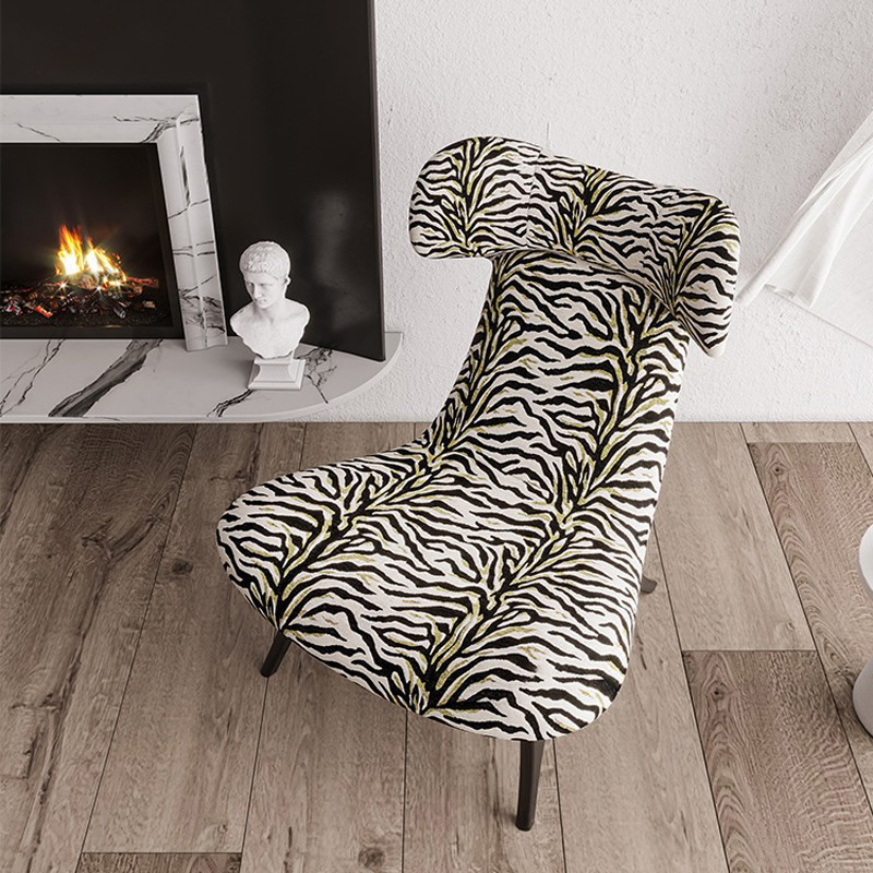 Modern Nordic Wholesales Living Room Hotel Modern Lounge Ashion High Back Accent Zebra Print Lounge Leisure Wingback Chair