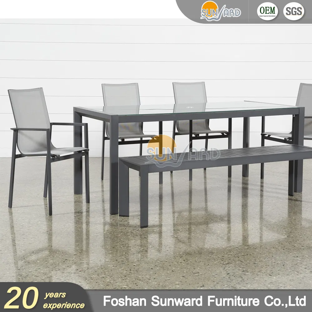 Customized Outdoor Modern Home Hotel Restaurant Furniture Villa Aluminum Chair and Table Garden Patio Dining Bench