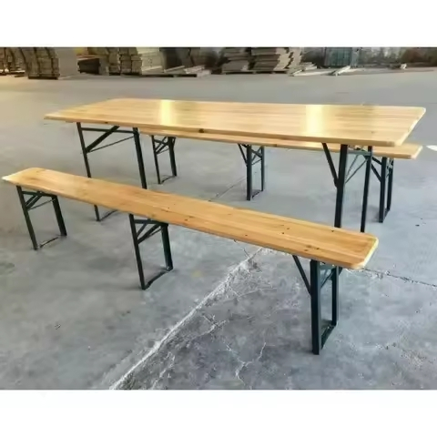 Outdoor Picnic Courtyard Party Dining Folding Brewery Wooden Beer Set Table and Bench for Event