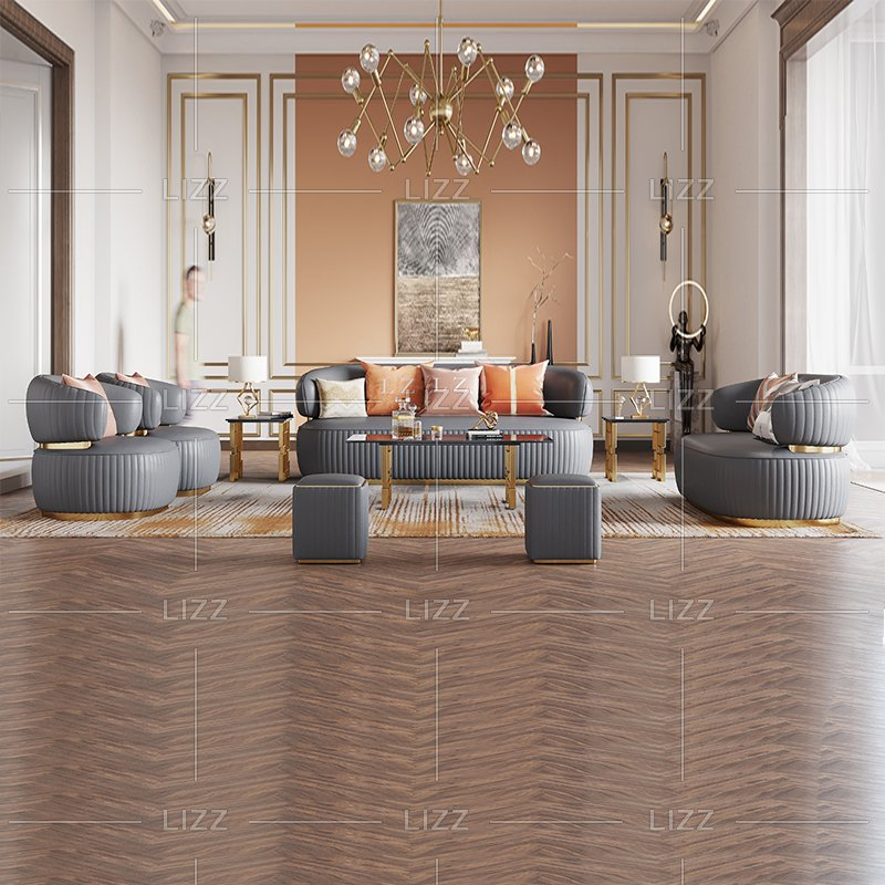 Foshan Factory Home Furniture Living Room Velvet Fabric Sofa Chair Set for Villa