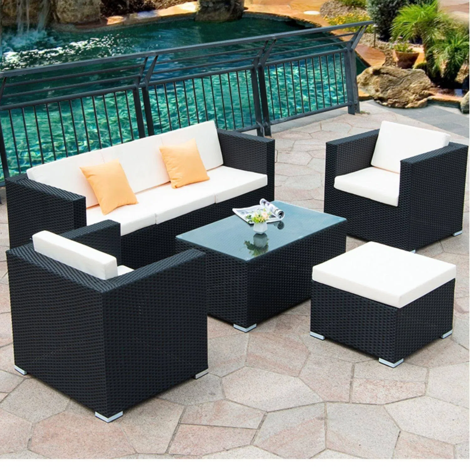 Chaise longue à double balancement en aluminium pour jardin