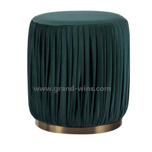 Living Room Footstool Luxury Elegant Blue Stainless Steel Gold Hotel Ottoman Pouf