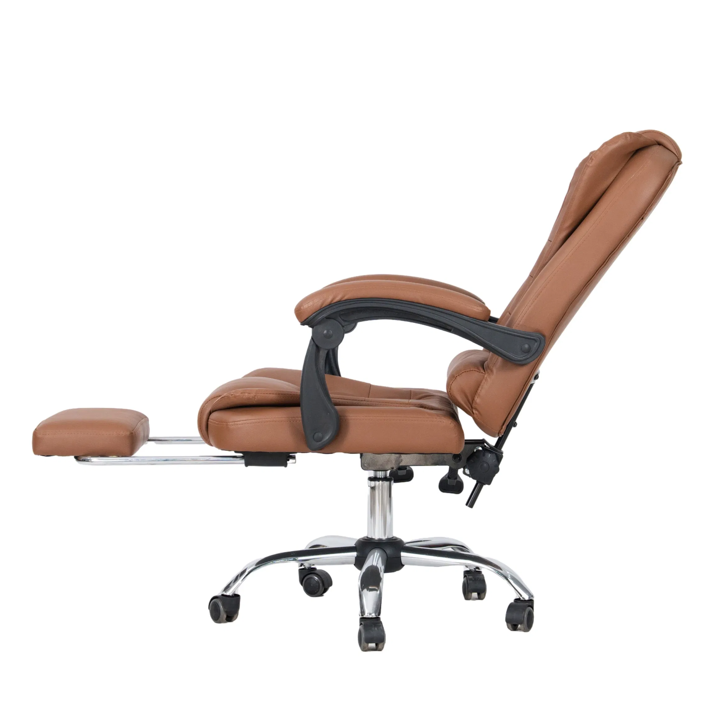 Luxury Computer Office Chair Brown High-Back Executive Office Chair with Padded Armrests Boss Chair